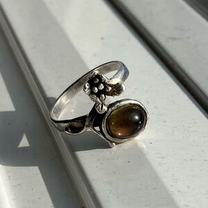 Sterling Silver Ring with Brown/Green Gemstone